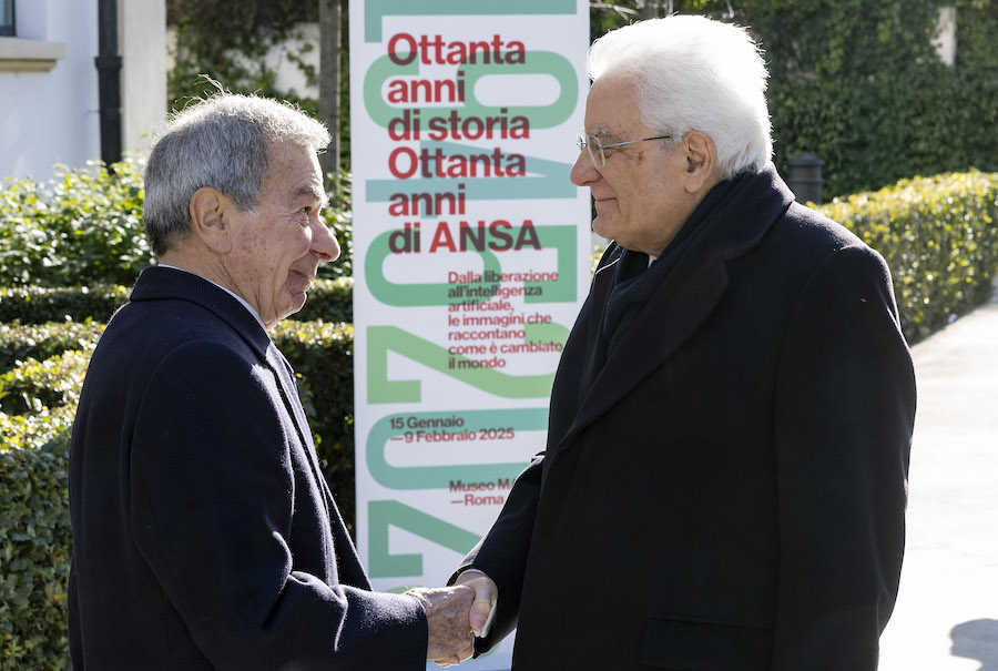 GIULIO ENRICO ANSELMI, PRESIDENTE DELL'ANSA, IL PRESIDENTE DELLA REPUBBLICA SERGIO MATTARELLA ImagoEconomica